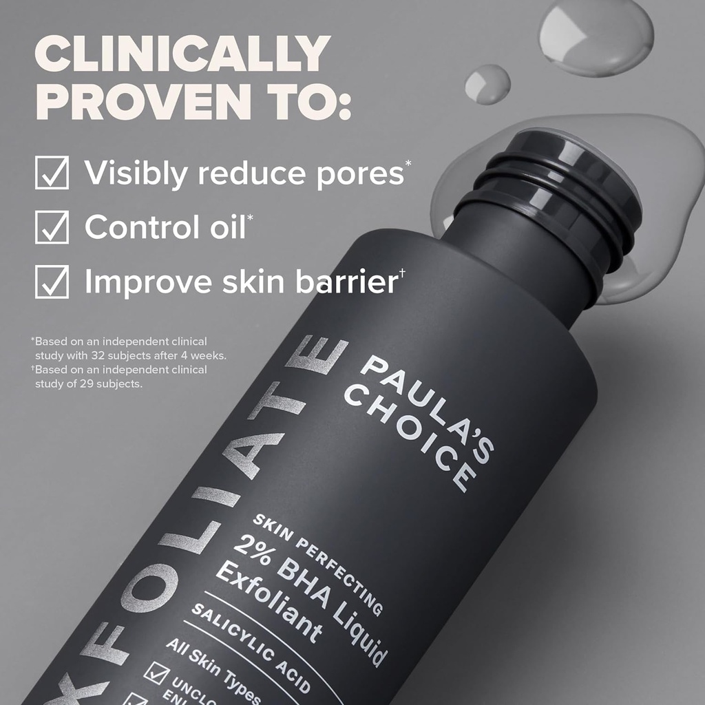 Paula's Choice Skin Perfecting 2% BHA Liquid Salicylic Acid Exfoliant, Gentle Facial Exfoliator for Blackheads, Large Pores, Wrinkles & Fine Lines, Travel Size