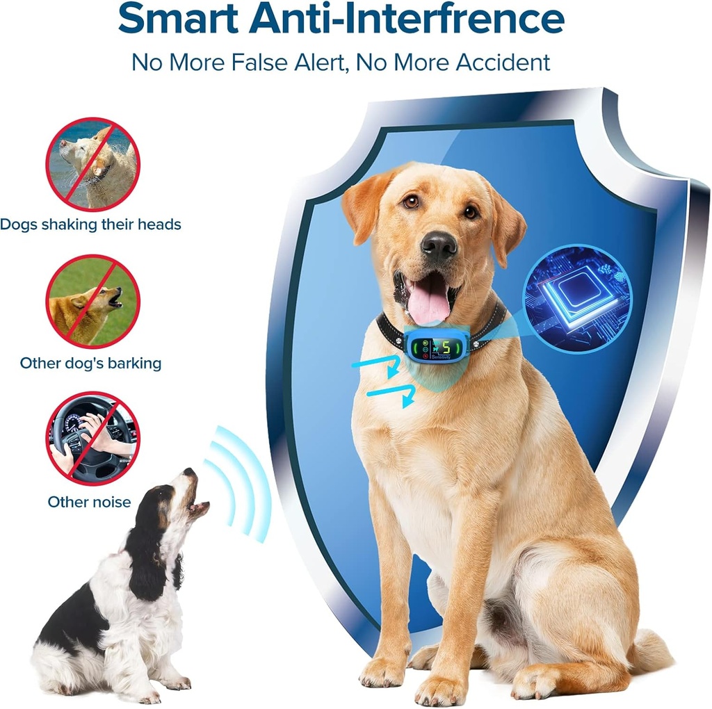 Dog Bark Collar, Rechargeable Smart Collar, Anti Barking Training Collar with 5 Adjustable Sensitivity Beep Vibration