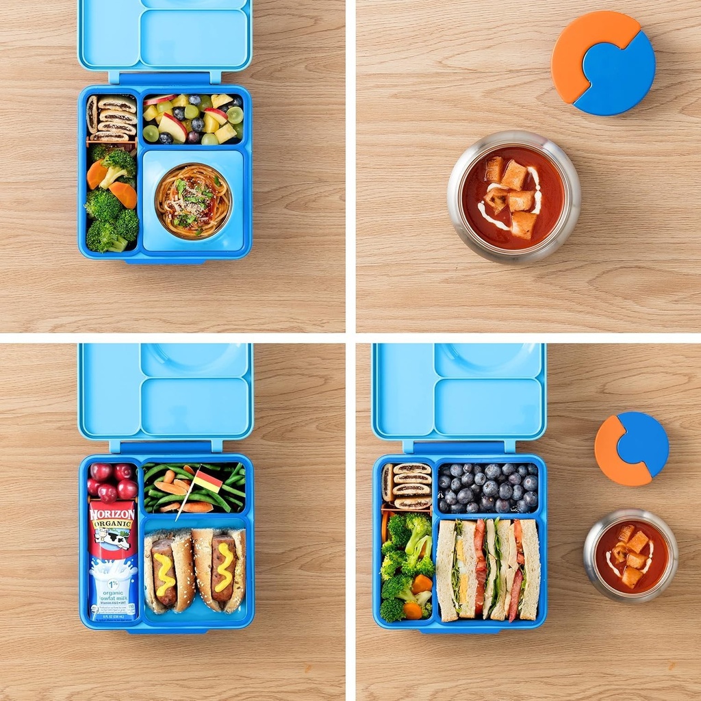 Omie OmieBox Bento Box for Kids - Insulated Lunch Box with Leak Proof Thermos Food Jar - 3 Compartments, 2 Temperature Zones