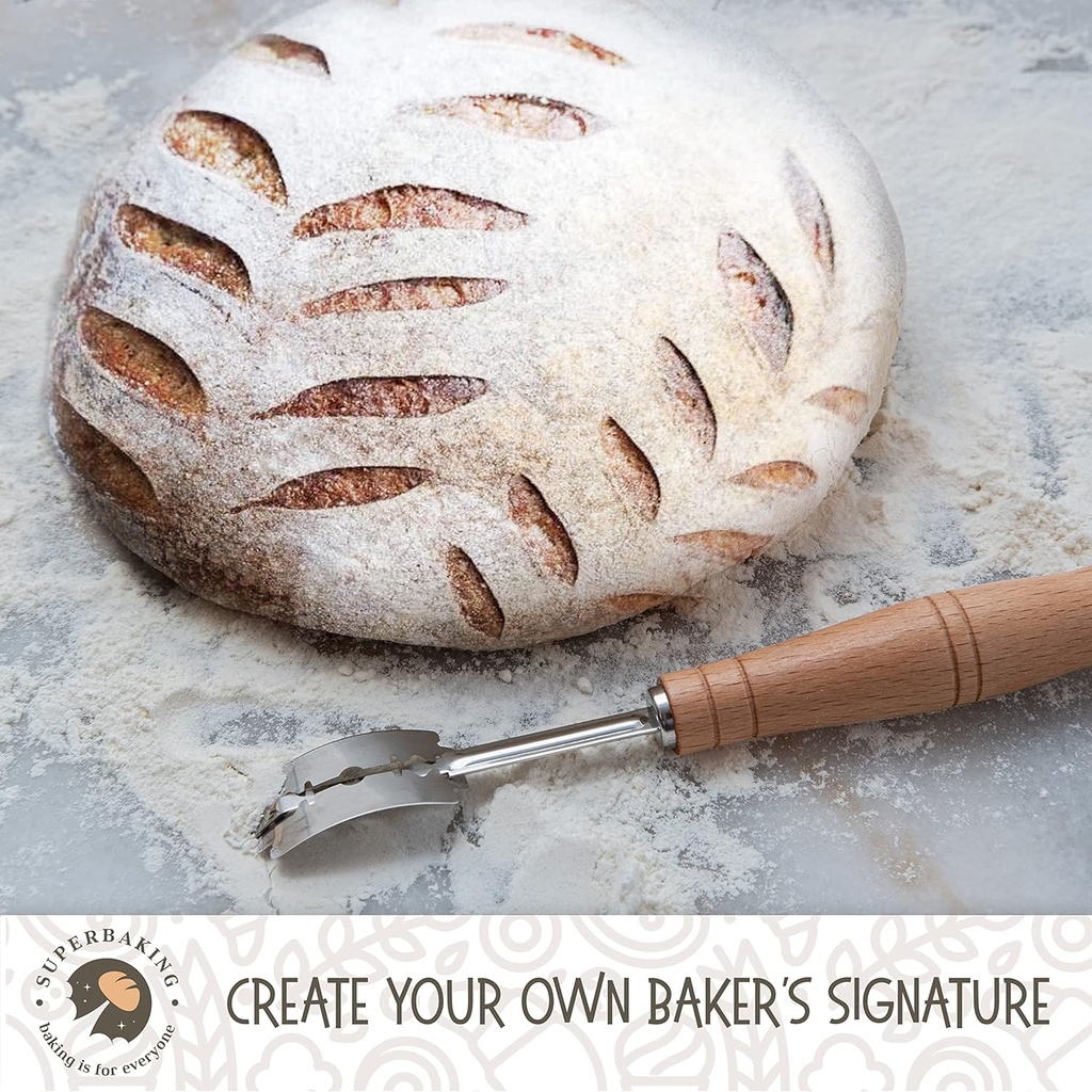 Superbaking Banneton Bread Proofing Basket, Sourdough Bread Baking Supplies, Round 9 Inch Sourdough Starter Kit, Proofing Basket for Bread Baking, Bread Making Supplies Tools, Banneton Basket Gift Set
