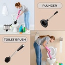 UMIEN Toilet Brush and Plunger Set - Stainless Steel Plunger and Toilet Brush Combo with Freestanding Canister - Modern and Sleek Bathroom Cleaning Accessories