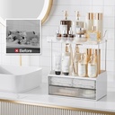 Delamu 2-Tier 2-Drawer Bathroom Counter Organizer, Multi-Purpose Makeup Organizer Countertop, Large Skincare Organizers, Exquisite Vanity Organizer