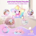 Unicorns Gifts for Girls 5 6 7 8 9 10+ Years Old, Kids Unicorn Toys with Light Up Plush Star Pillow/ Diary/ Headband/ Eye Mask/ Water Bottle, Soft Plush Toys Set for Teens Birthday Gifts Christmas
