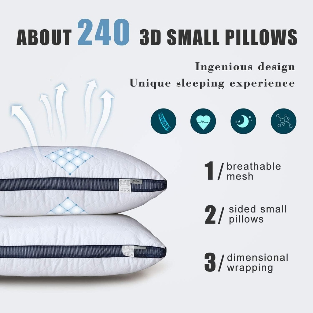 Meoflaw Pillows for Sleeping(2-Pack), Luxury Hotel Pillows Standard Size Set of 2,Bed Pillows for Side and Back Sleeper