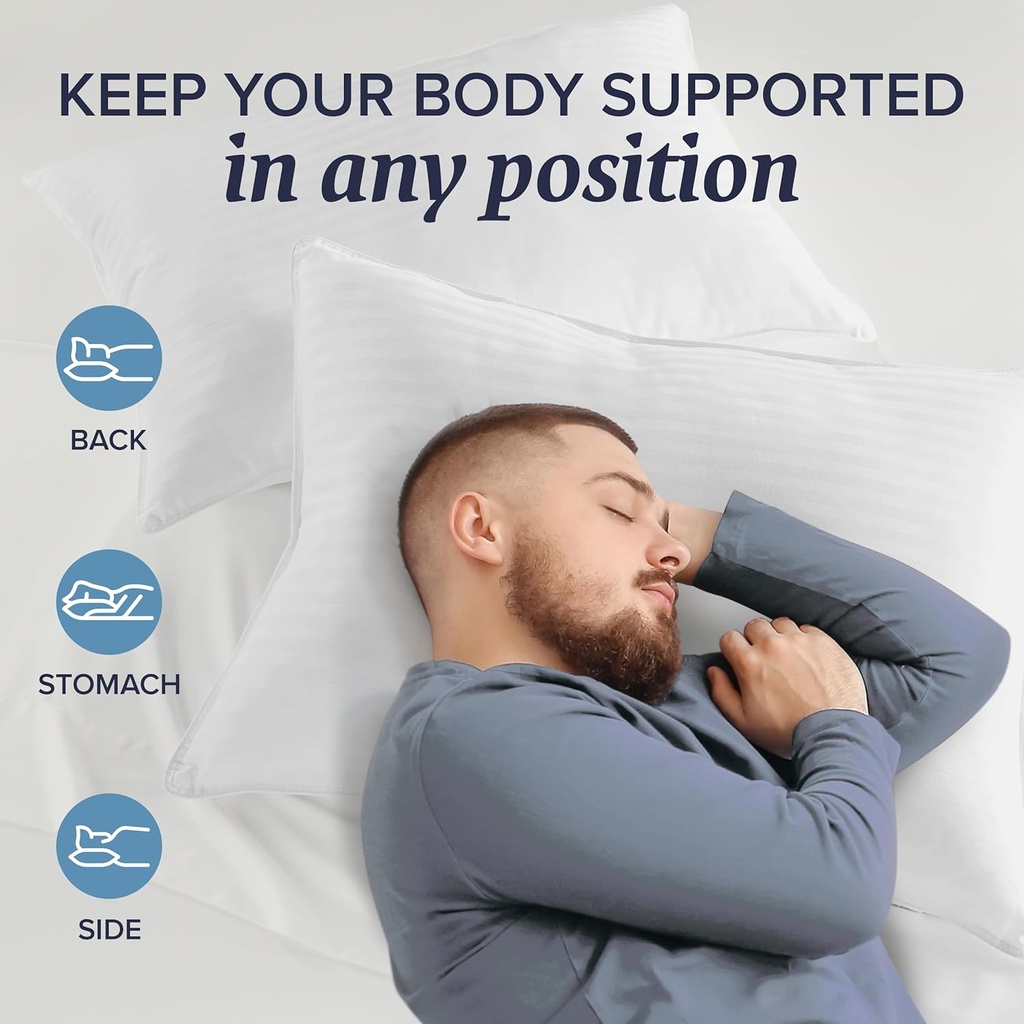 Beckham Hotel Collection King Size Memory Foam (Adjustable Fill) Bed Pillows Set of 2 - Cooling Shredded Foam Pillow for Back, Stomach or Side Sleepers