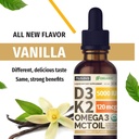 Organic Vitamin D3 K2 Drops w MCT Oil Omega 3, Maximum Strength, 5000 IU, No Fillers, Non-GMO Liquid D3 for Faster Absorption