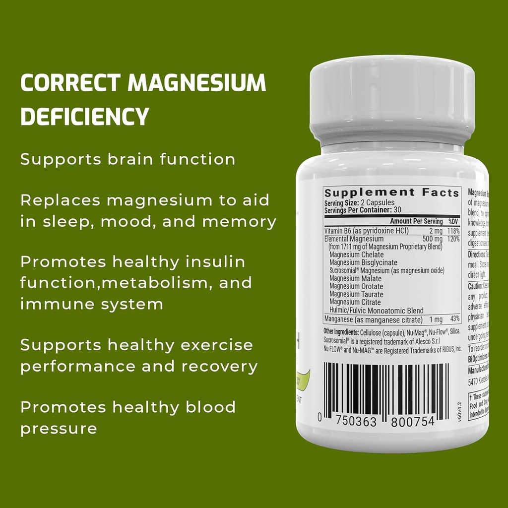 Magnesium Breakthrough Supplement 4.0 - Has 7 Forms of Magnesium: Glycinate, Malate, Citrate, and More - Natural Sleep and Brain Supplement