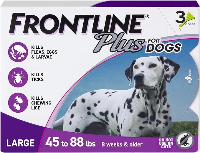 Frontline Plus Flea and Tick Treatment for Large Dogs Up to 45 to 88 lbs