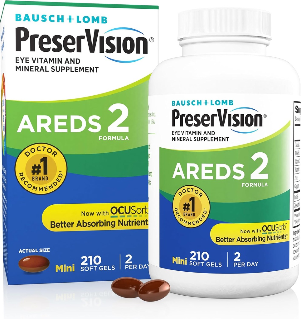 PreserVision AREDS 2 Eye Vitamin & Mineral Supplement, Contains Lutein, Vitamin C, Zeaxanthin, Zinc & Vitamin E