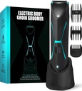 Electric Body Hair Trimmer for Men - Pubic Groin Groomer Waterproof Ball Shaver Type-C Rechargeable cordless Razor Replaceable Ceramic Blade Clipper Wet/Dry Male professional Grooming Smooth Machine