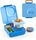 Omie OmieBox Bento Box for Kids - Insulated Lunch Box with Leak Proof Thermos Food Jar - 3 Compartments, 2 Temperature Zones