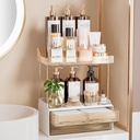 Delamu 2-Tier 2-Drawer Bathroom Counter Organizer, Multi-Purpose Makeup Organizer Countertop, Large Skincare Organizers, Exquisite Vanity Organizer