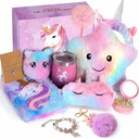 Unicorns Gifts for Girls 5 6 7 8 9 10+ Years Old, Kids Unicorn Toys with Light Up Plush Star Pillow/ Diary/ Headband/ Eye Mask/ Water Bottle, Soft Plush Toys Set for Teens Birthday Gifts Christmas