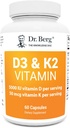 Dr. Berg D3 K2 Vitamin 5000 IU w/MCT Powder - Includes 50 mcg MK7 Vitamin K2, Purified Bile Salts, Zinc & Magnesium for Ultimate Absorption - K2 D3 Vitamin Supplement